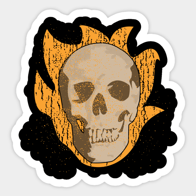 Flaming Skull Ghost Rider Vintage Sticker by lucidghost